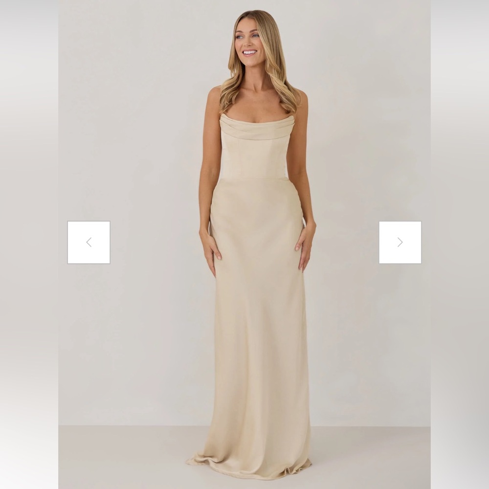 Park & Fifth, Paloma Dress in champagne satin, size XS.